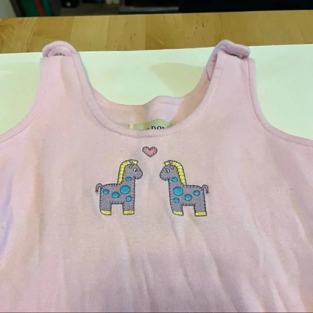 Vintage Okie Dokie Pink BUBBLE OVERALLS Size 24M 100% Cotton Heart Horses